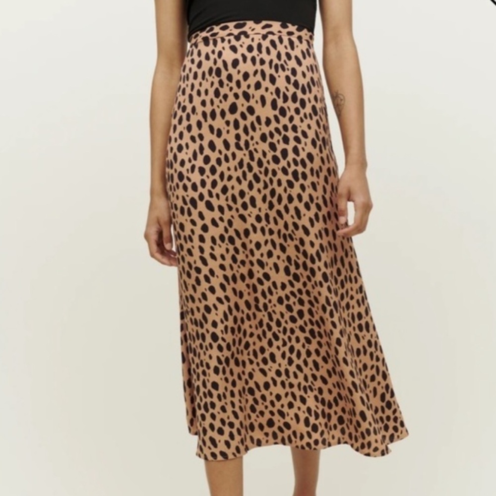 Reformation Skirts | The Reformation Bea Midi Skirt in Bobcat / Leopard
